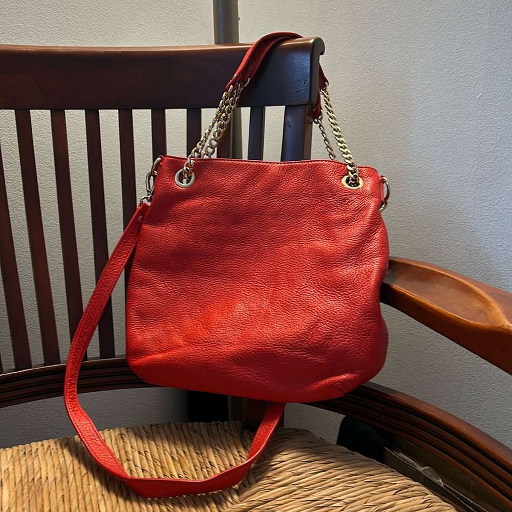 NWOT Michael Kors Jet Set convertible chain purse small. Watermelon leather.